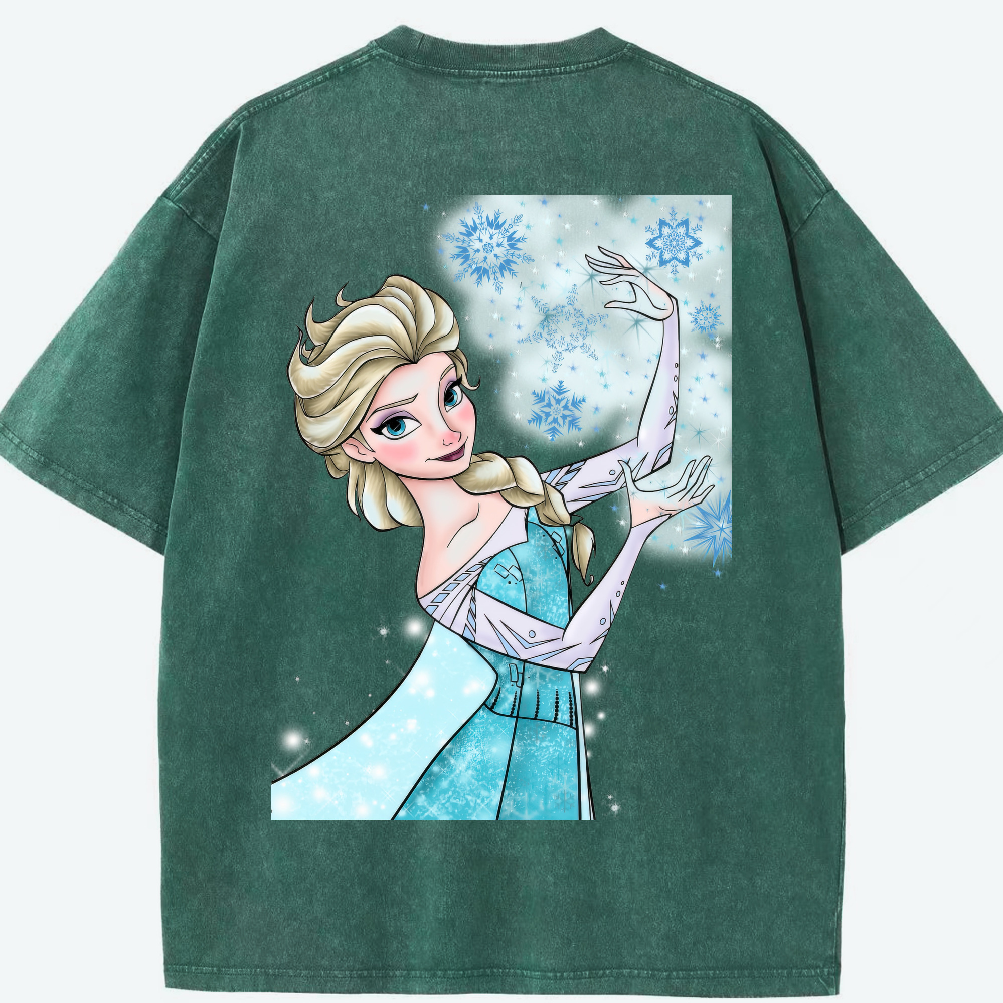 （画像用） アナと雪の女王 アンナ エルサ Frozen Anna Elsa 綿100% ヴィンテージ風 半袖Tシャツ（背面プリント）